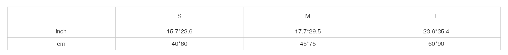 Measurement chart with inch and cm conversions for sizes S, M, and L.