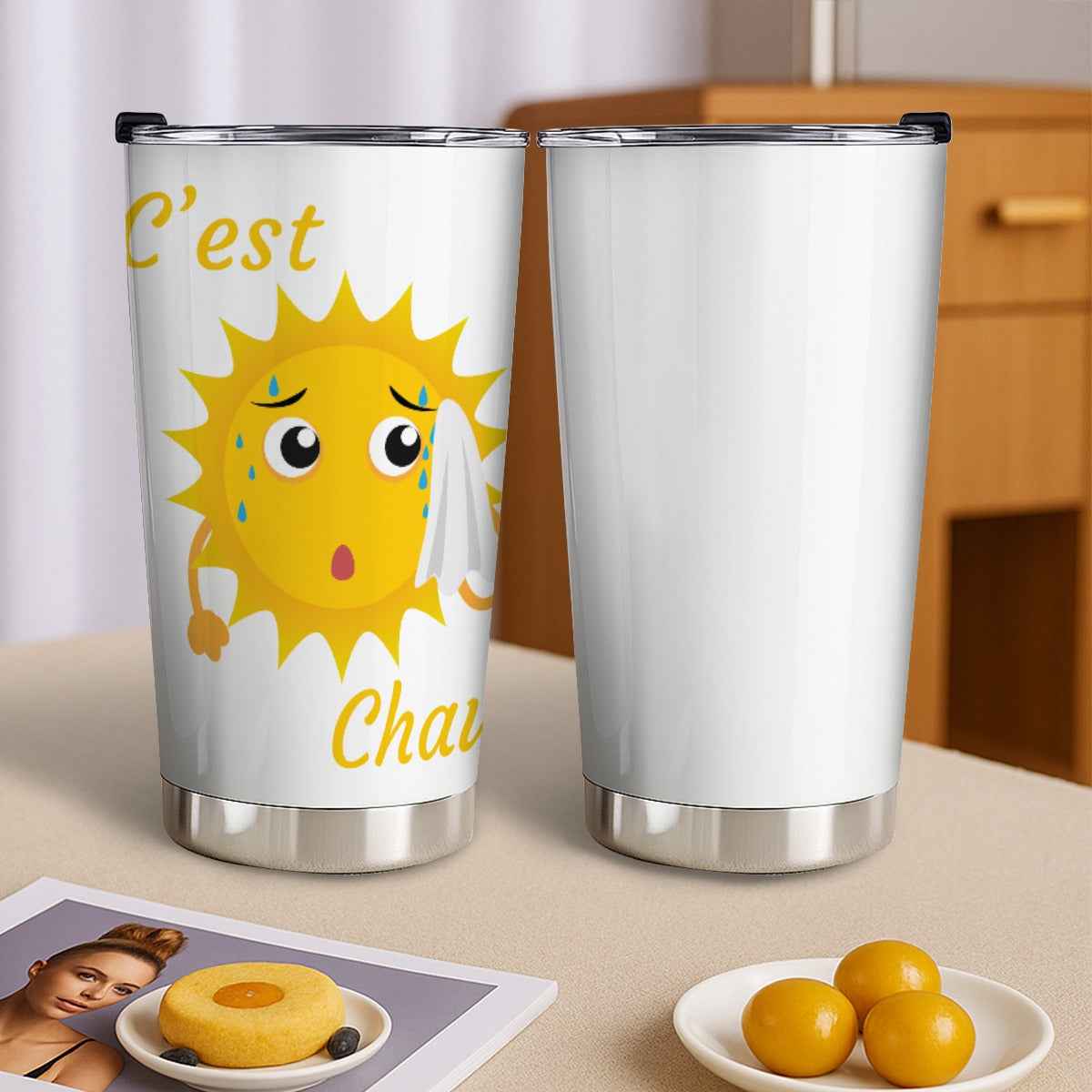 C'est Chaud Tumbler 20 oz with Sliding Lid - Perfect for Hot Beverages