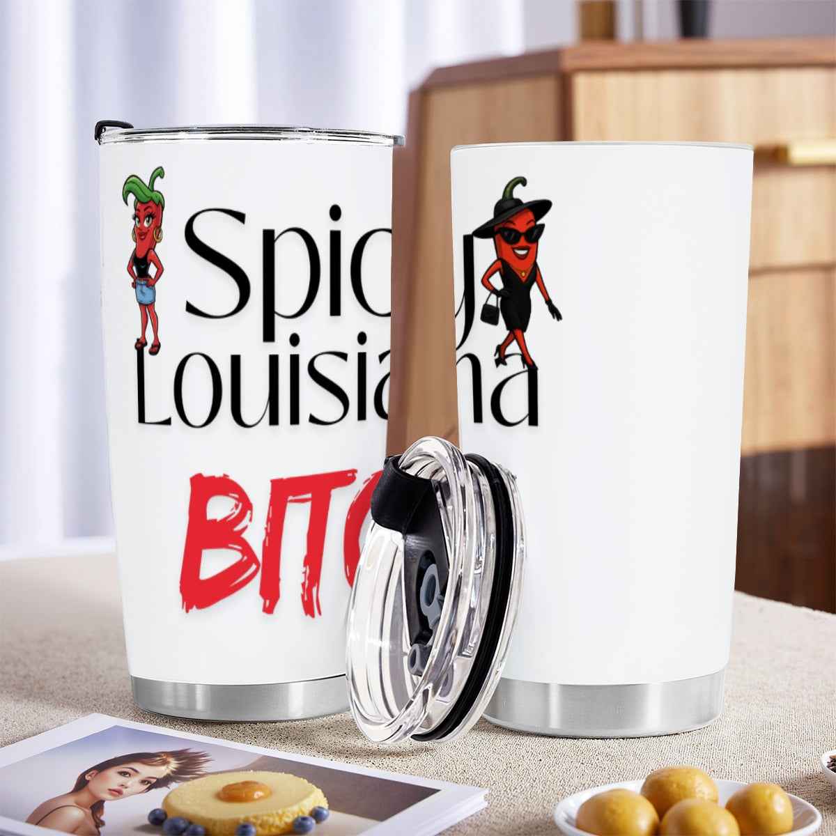 Spicy Louisiana Tumbler 20 oz with Sliding Lid - Perfect for Hot Drinks