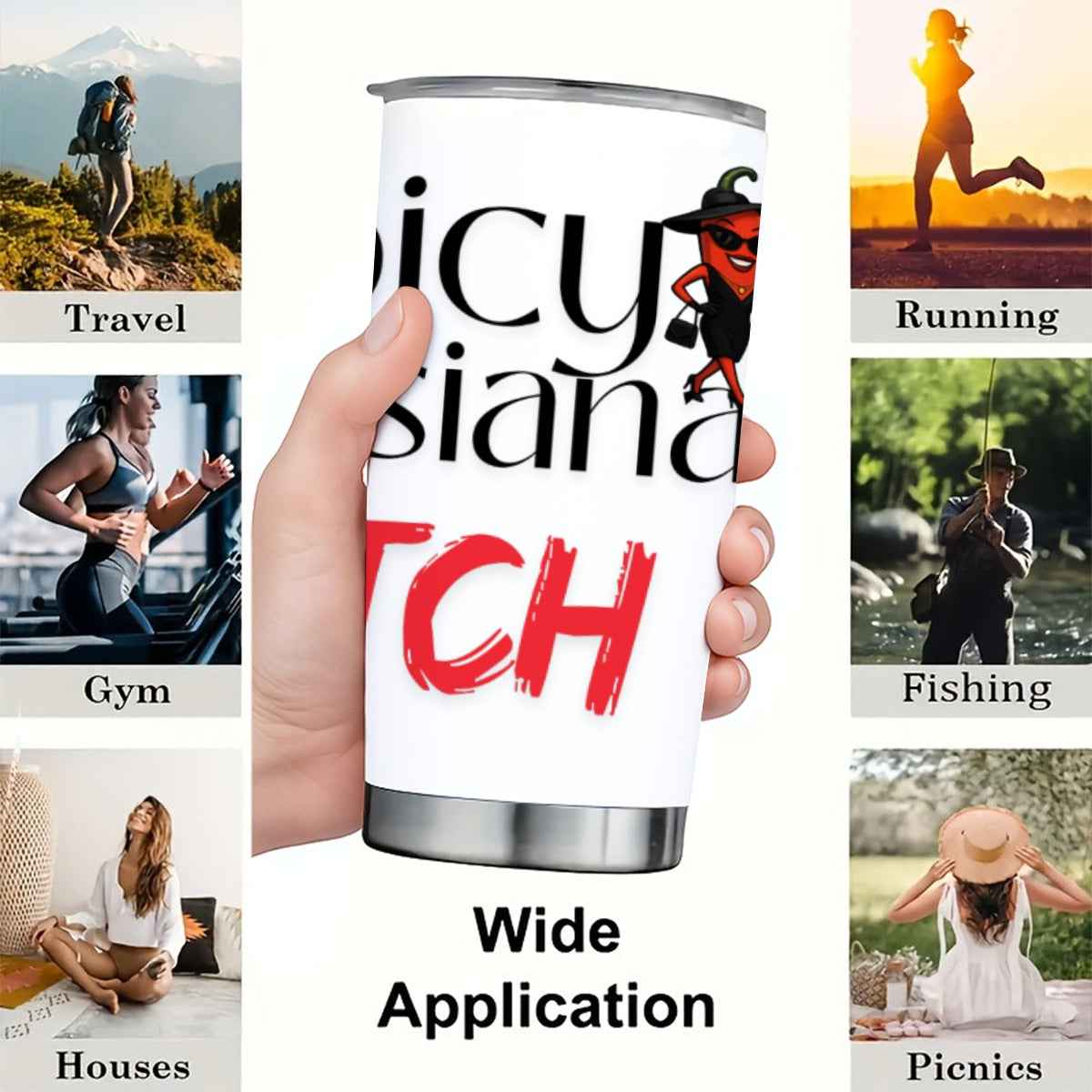 Spicy Louisiana Tumbler 20 oz with Sliding Lid - Perfect for Hot Drinks