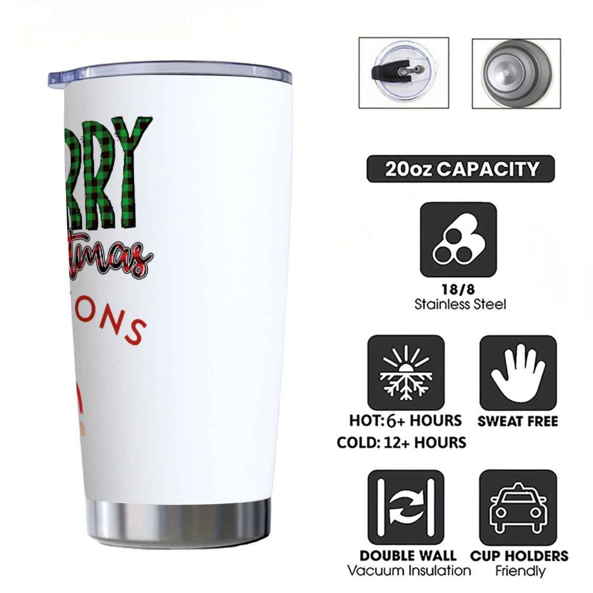 Merry Christmas Tumbler - Koo-Yon 20 oz Tumbler With Sliding Lid