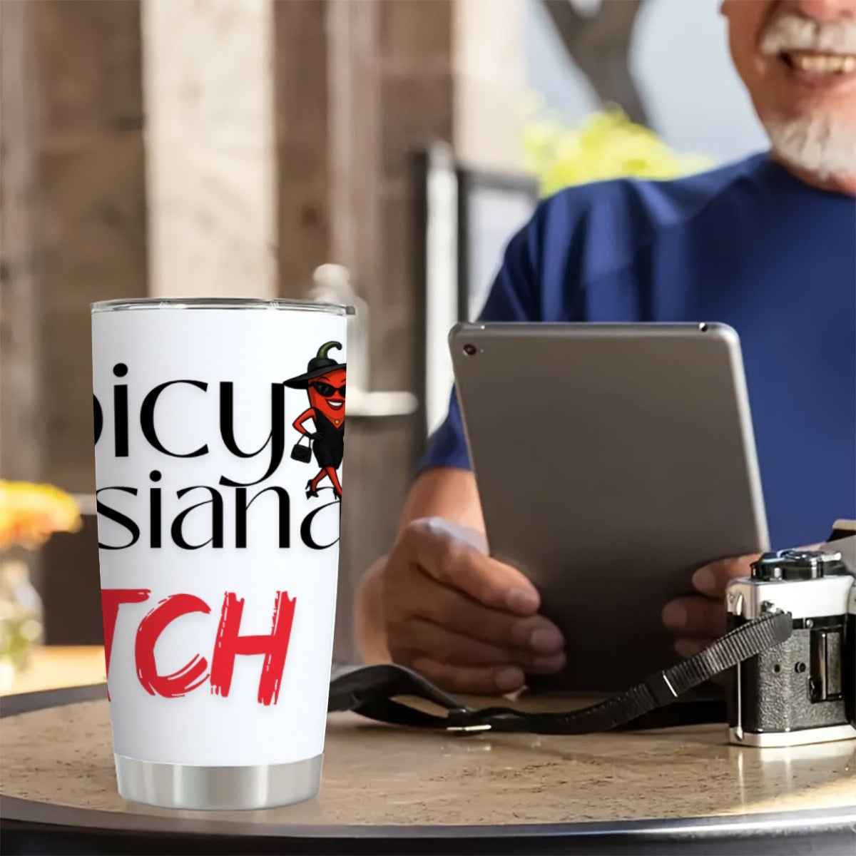 Spicy Louisiana Tumbler 20 oz with Sliding Lid - Perfect for Hot Drinks