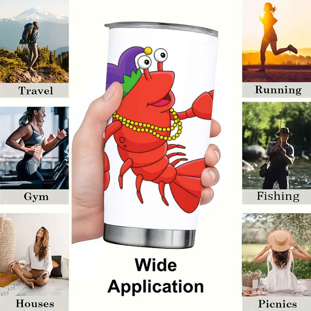 Mardi Gras Crawfish 20 oz Tumbler with Sliding Lid - Perfect Mardi Gras Tumbler for Celebrations