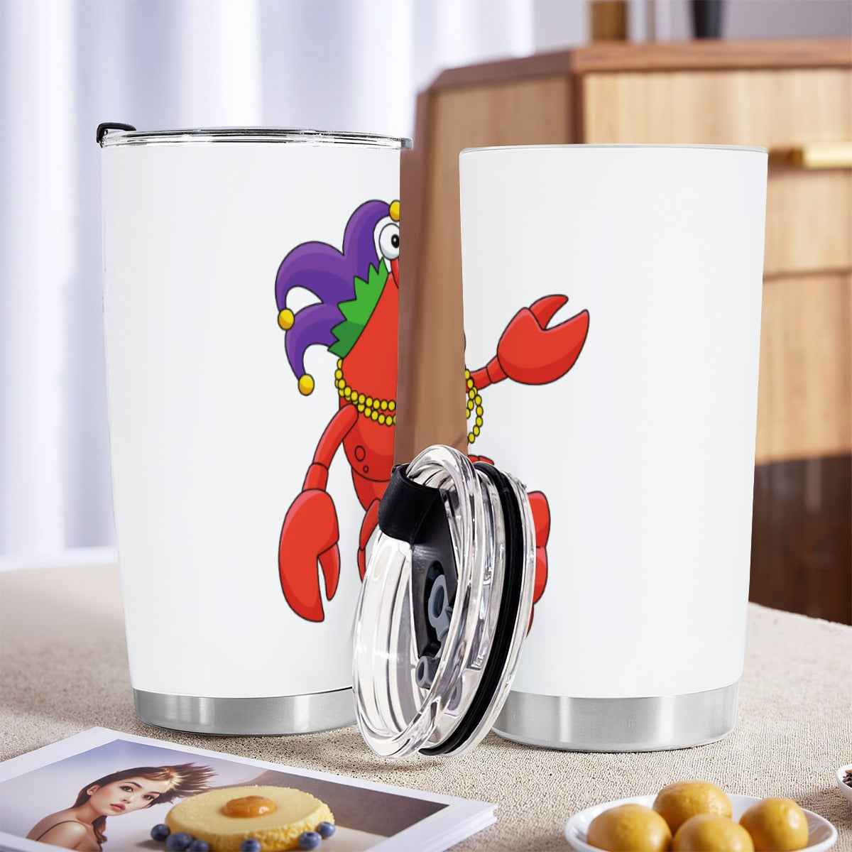 Mardi Gras Crawfish 20 oz Tumbler with Sliding Lid - Perfect Mardi Gras Tumbler for Celebrations