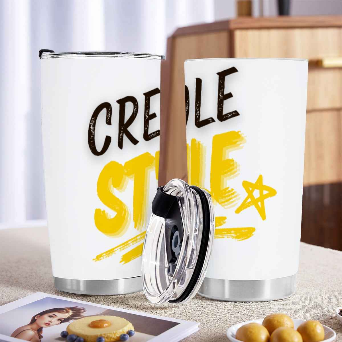 Creole Style Tumbler with Sliding Lid - 20 oz Insulated Travel Cup