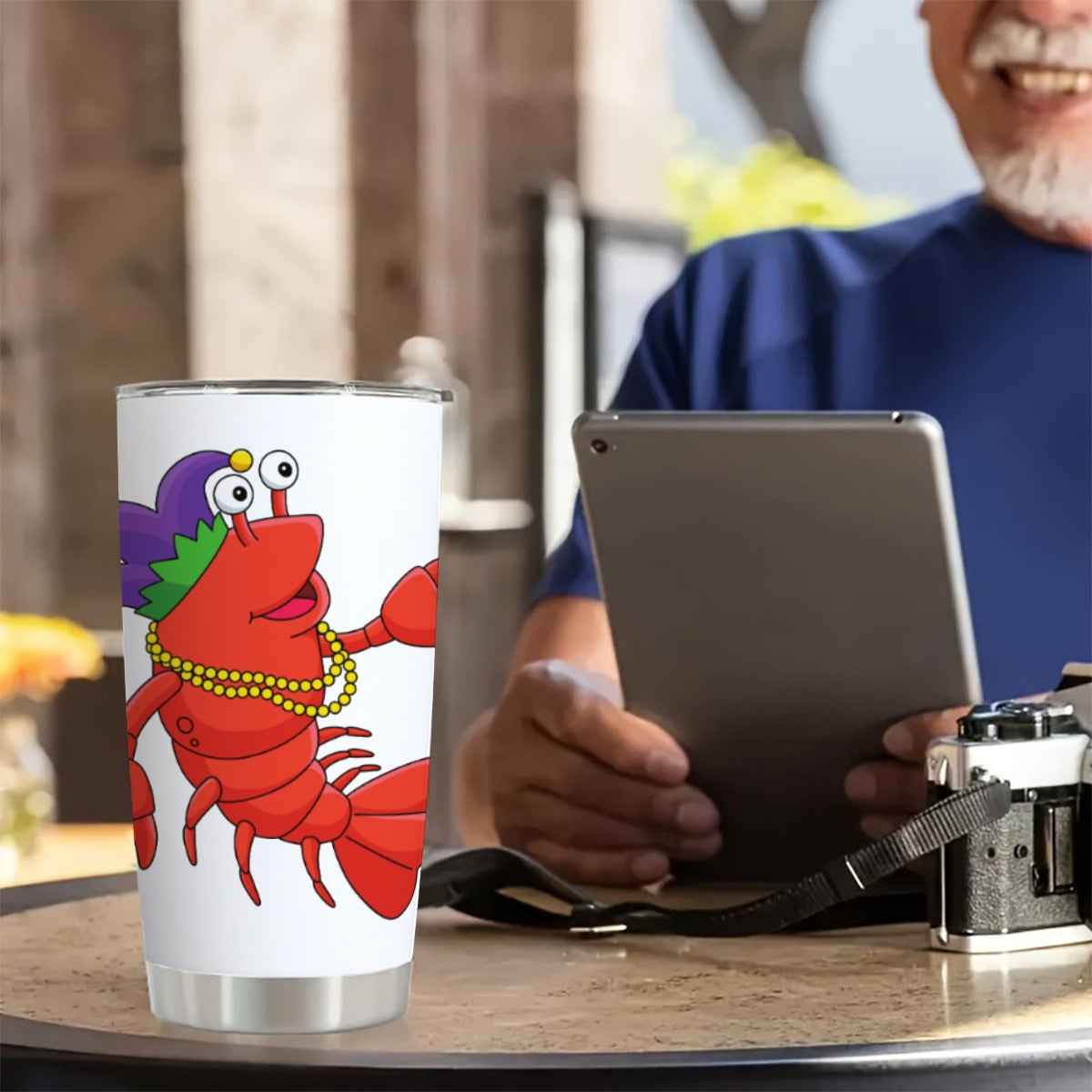 Mardi Gras Crawfish 20 oz Tumbler with Sliding Lid - Perfect Mardi Gras Tumbler for Celebrations