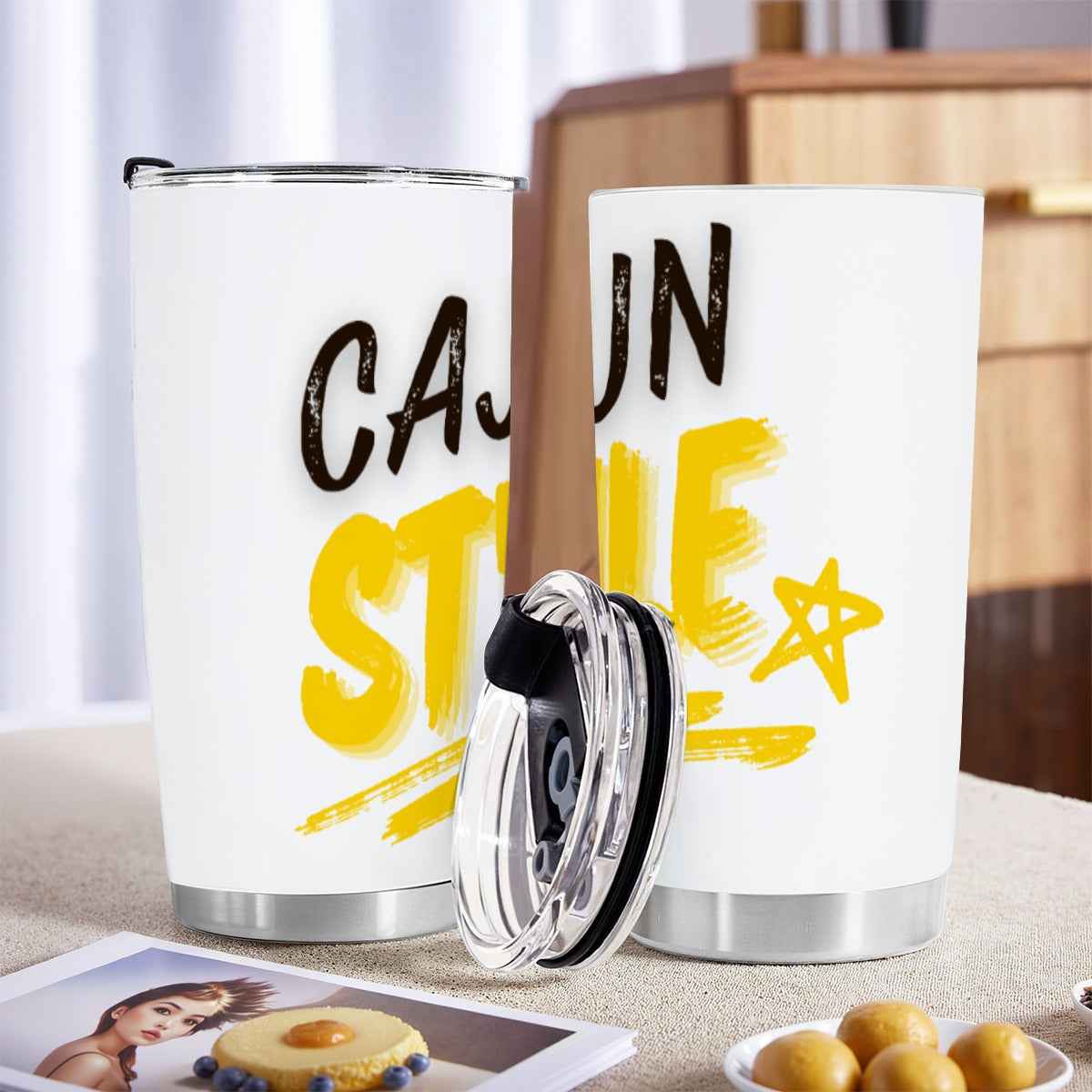 Cajun Style Insulated Tumbler - 20 oz Travel Mug with Sliding Lid