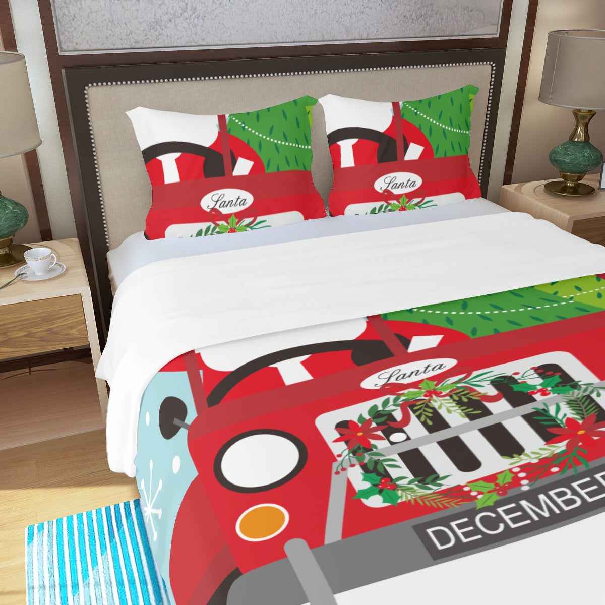 Merry Christmas Three Piece Duvet Bedding Set