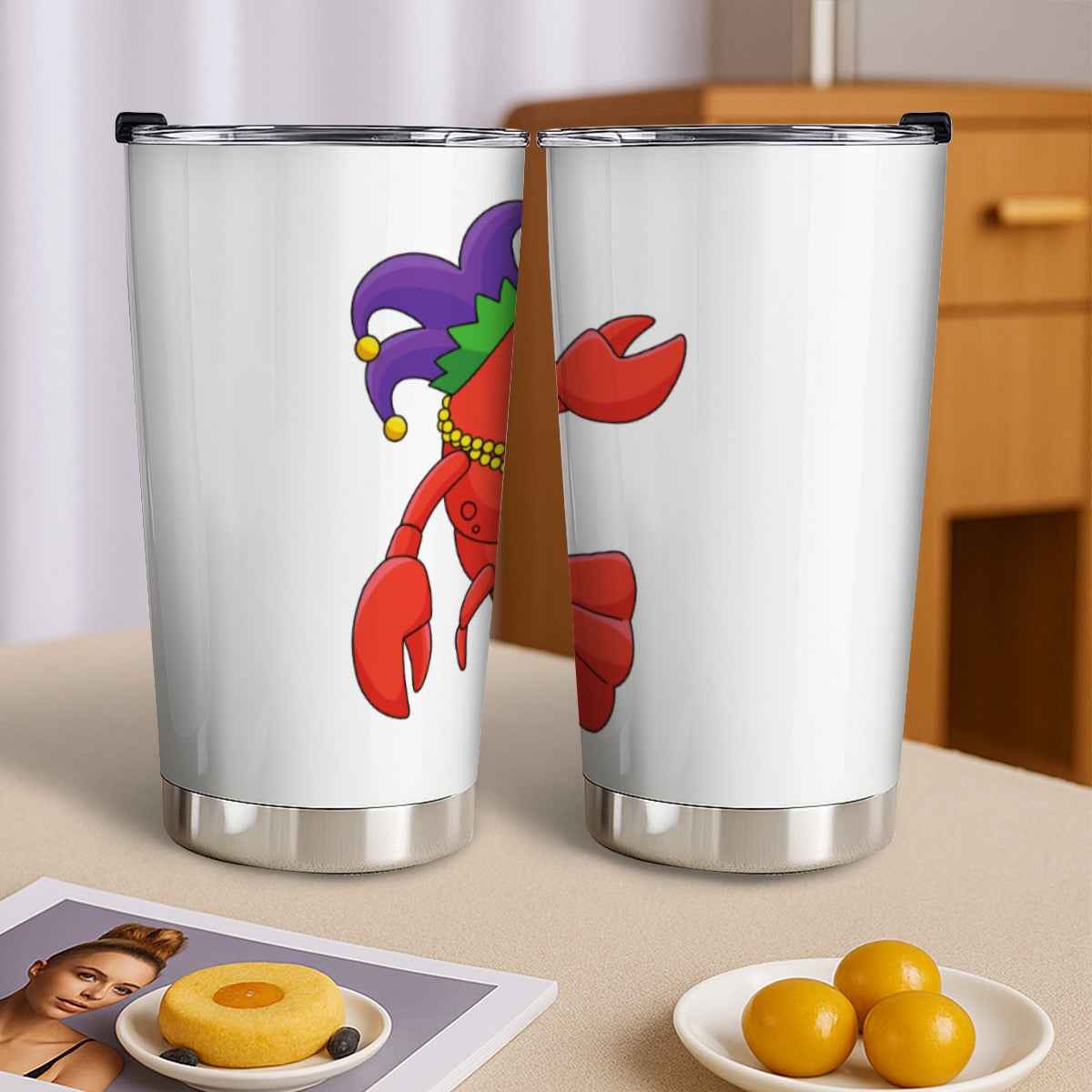 Mardi Gras Crawfish 20 oz Tumbler with Sliding Lid - Perfect Mardi Gras Tumbler for Celebrations