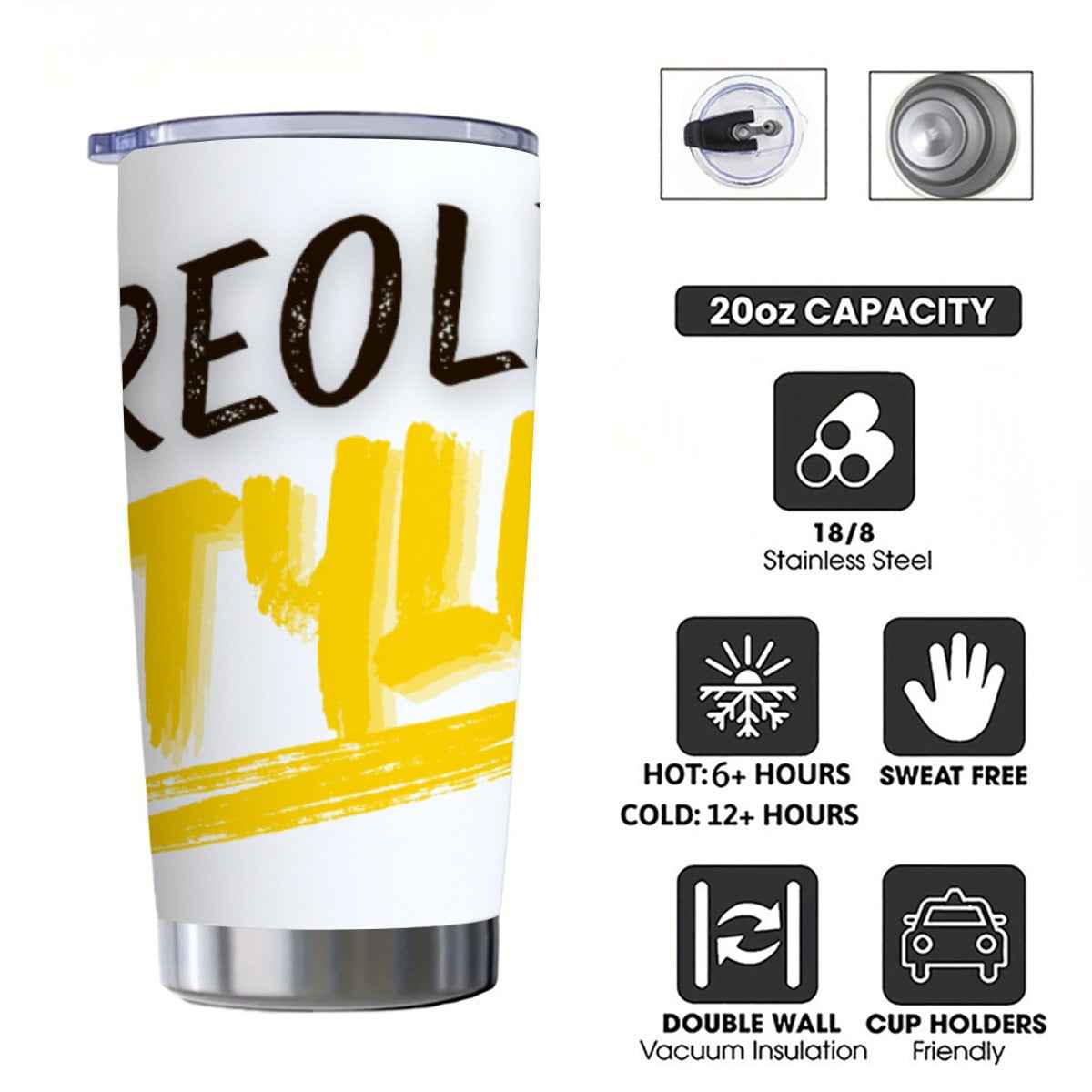 Creole Style Tumbler with Sliding Lid - 20 oz Insulated Travel Cup