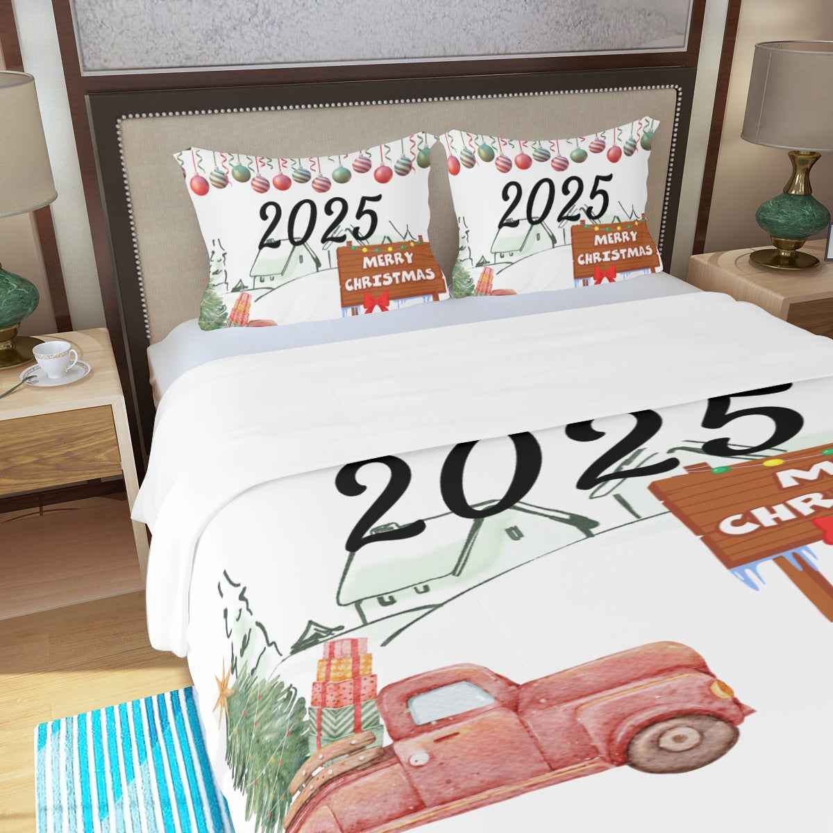 Christmas Duvet Bedding Set - 2025 Three Piece Festive Comfort for Your Home