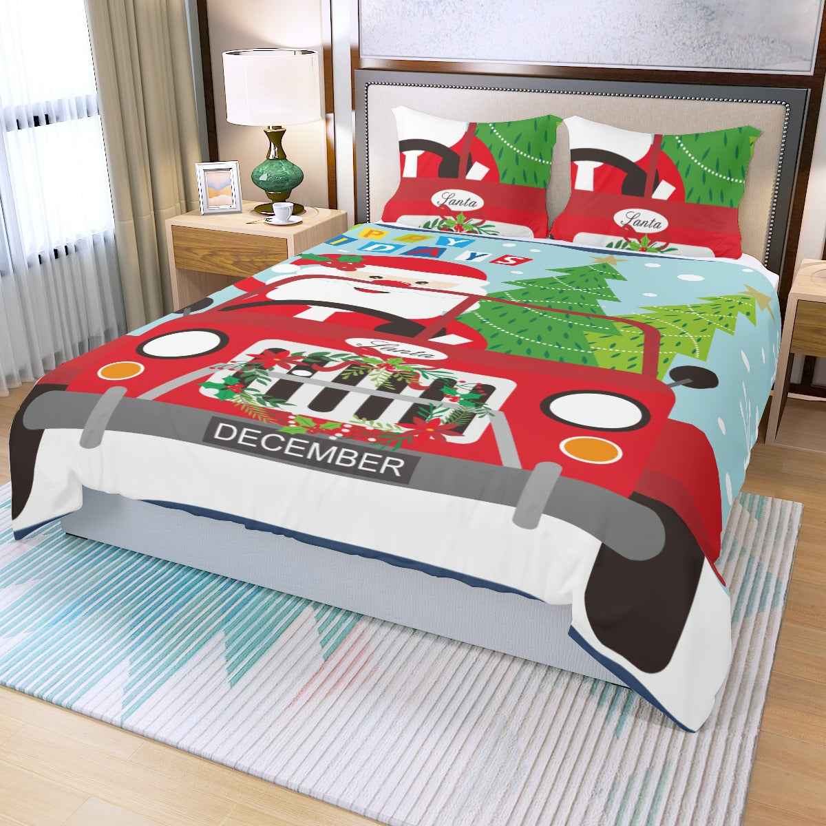 Merry Christmas Three Piece Duvet Bedding Set