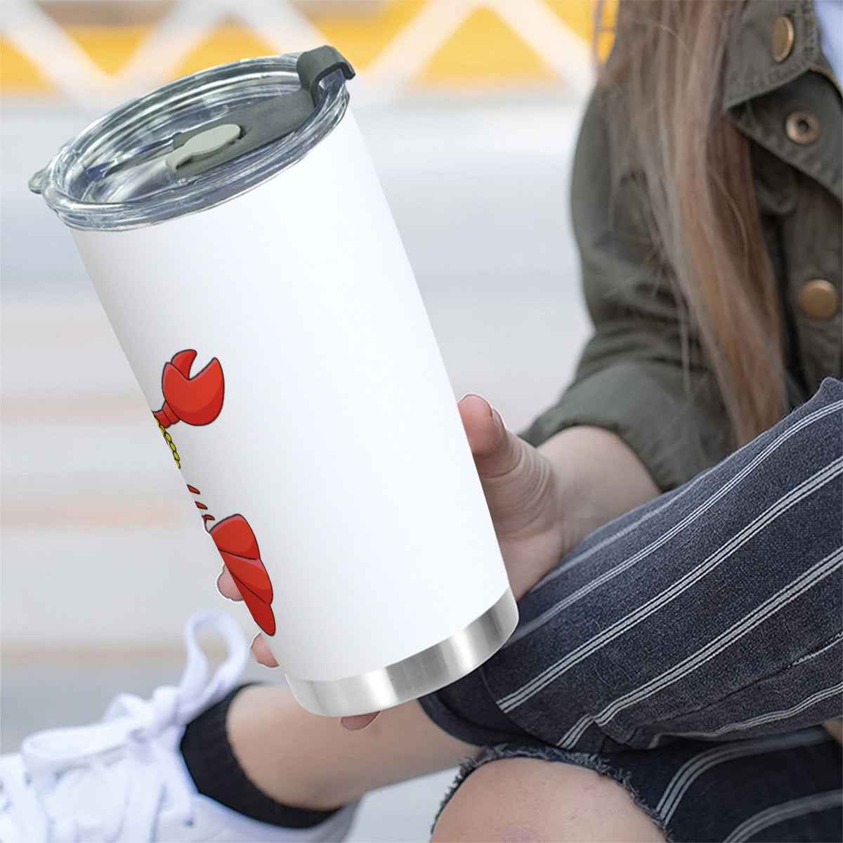 Mardi Gras Crawfish 20 oz Tumbler with Sliding Lid - Perfect Mardi Gras Tumbler for Celebrations