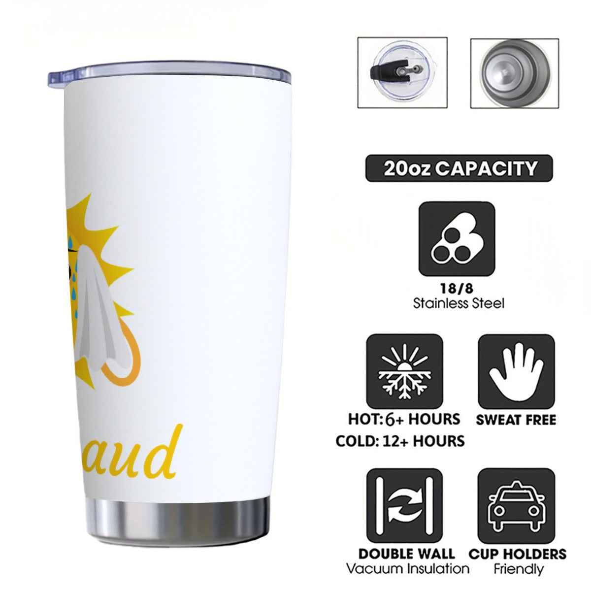 C'est Chaud Tumbler 20 oz with Sliding Lid - Perfect for Hot Beverages