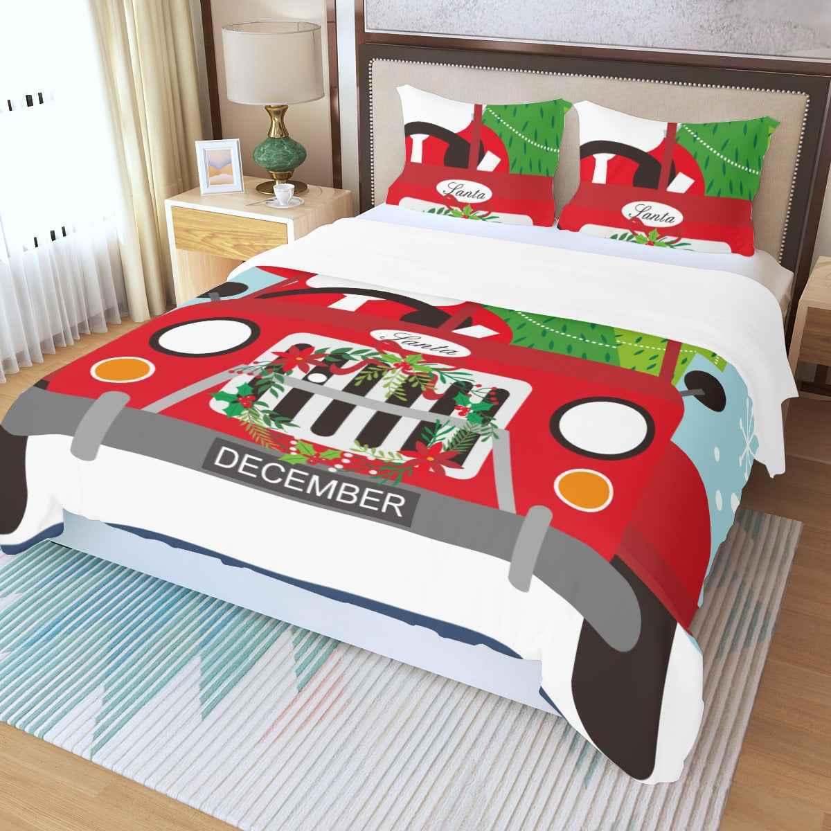 Merry Christmas Three Piece Duvet Bedding Set