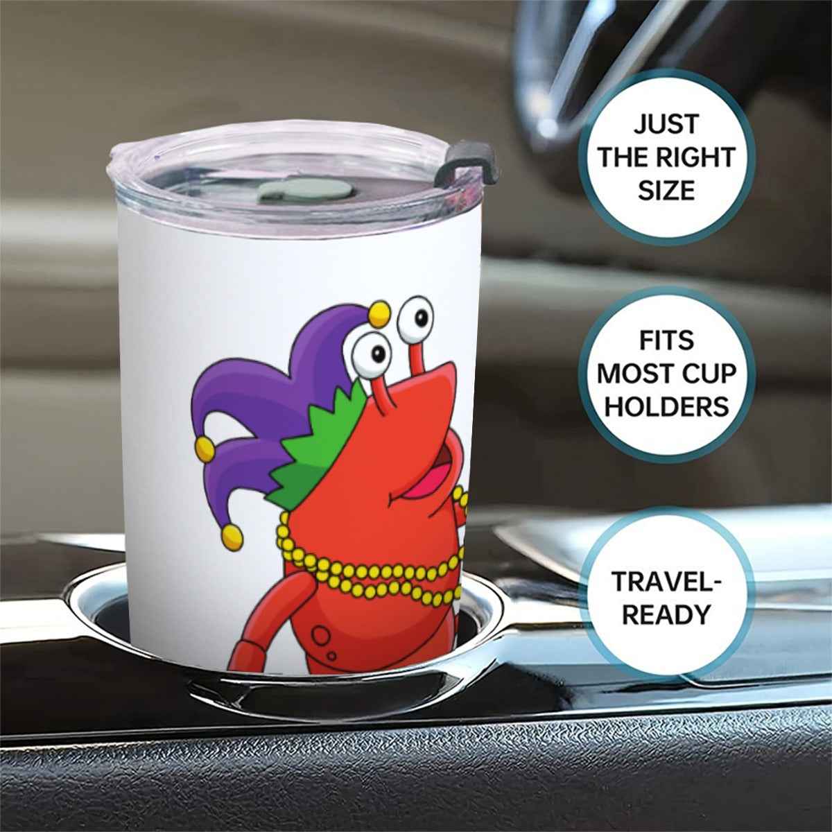 Mardi Gras Crawfish 20 oz Tumbler with Sliding Lid - Perfect Mardi Gras Tumbler for Celebrations